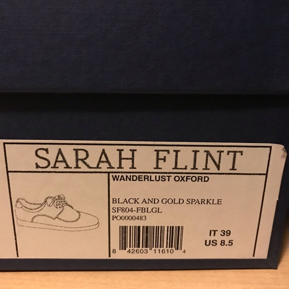 NIB Sarah Flint Wanderlust Oxford in Black & Gold Sparkle Size 39 - Picture 6 of 6